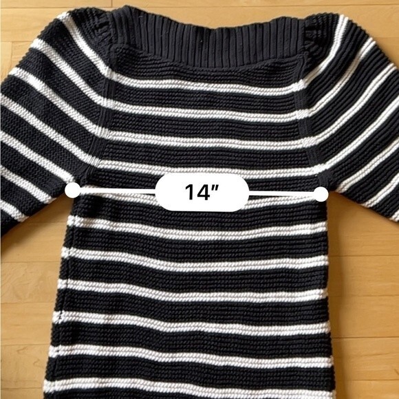 La Vie Rebecca Taylor Puff Sleeve Stripe Sweater in Black and White L NWOT - Picture 5 of 12